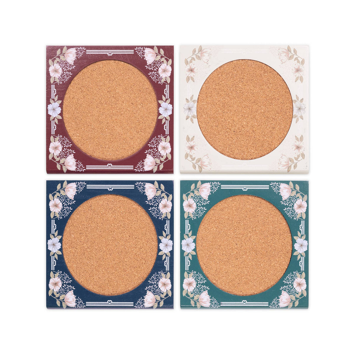 Jane Austen book coaster gift set in four floral designs