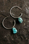 True Girl Turquoise Silver Hoops Earrings