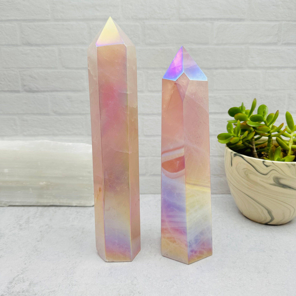 Angel Aura Rose Quartz Polished Tower -  You Choose
