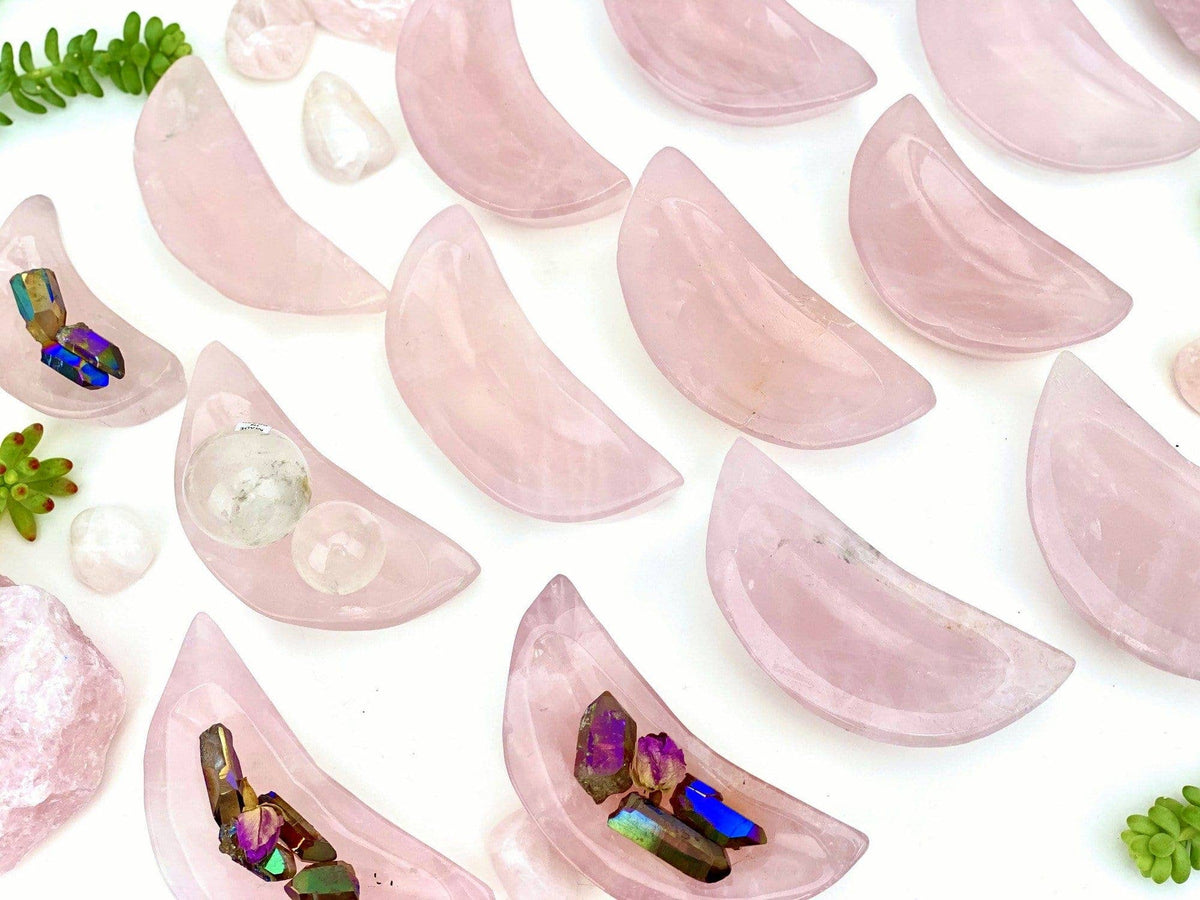 Crystal Rose Quartz Moon Bowl
