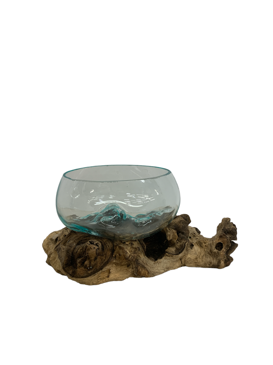 Glass Bowl on Wood Base/Succulent Dish - product photo