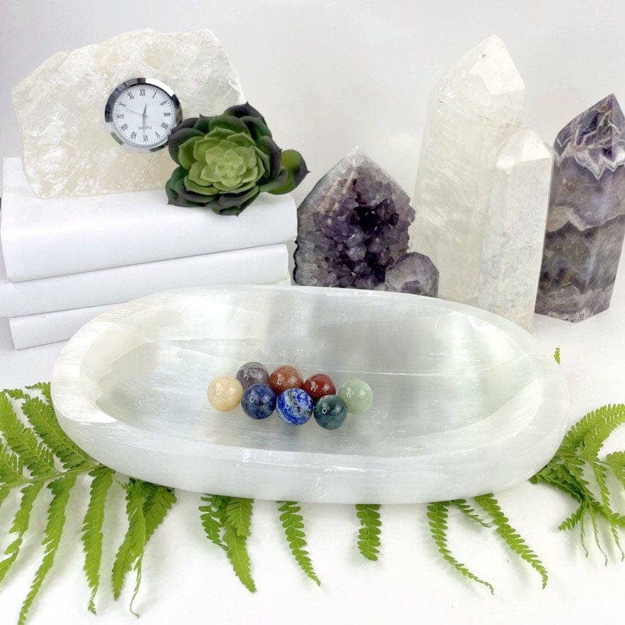 Crystal Selenite Extra Large Oval Bowl - Charging Station - product photo