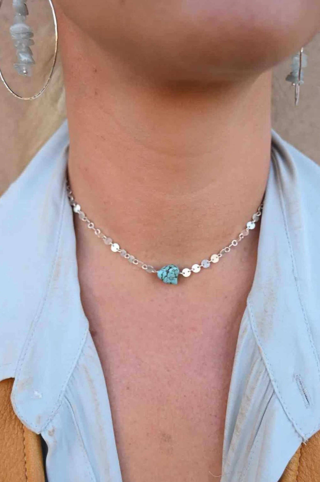 True Girl Turquoise Silver Coin Necklace