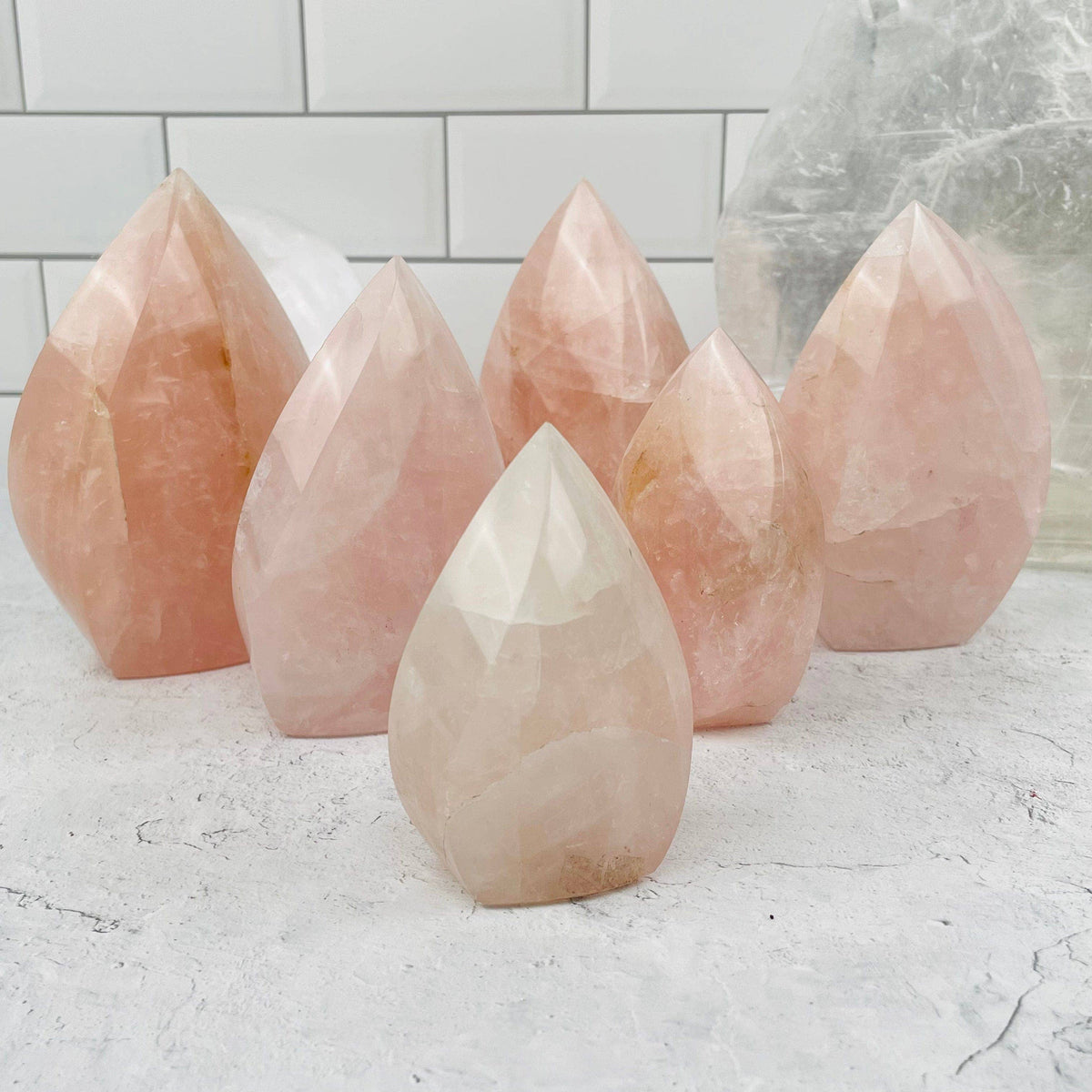 Crystal Rose Quartz Flame Cut Base - By Weight - product photo