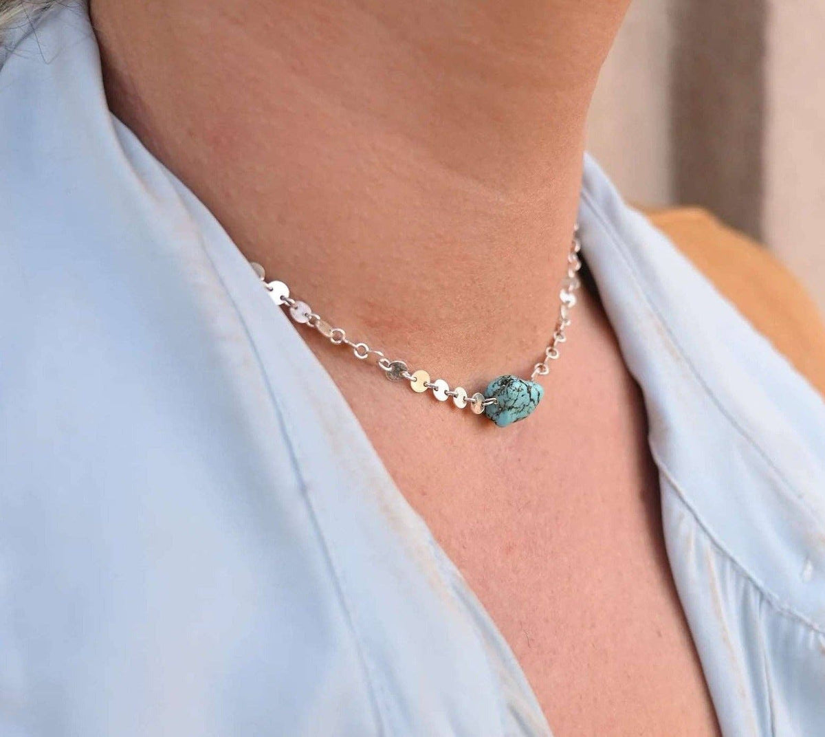 True Girl Turquoise Silver Coin Necklace