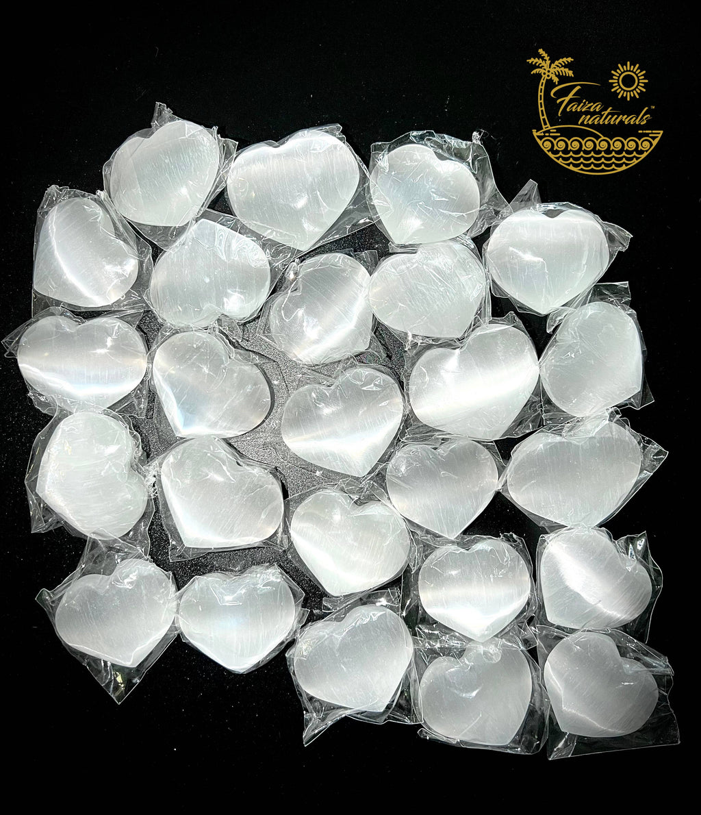 Selenite Crystal Hearts All Natural from Morocco (4-5 cm)