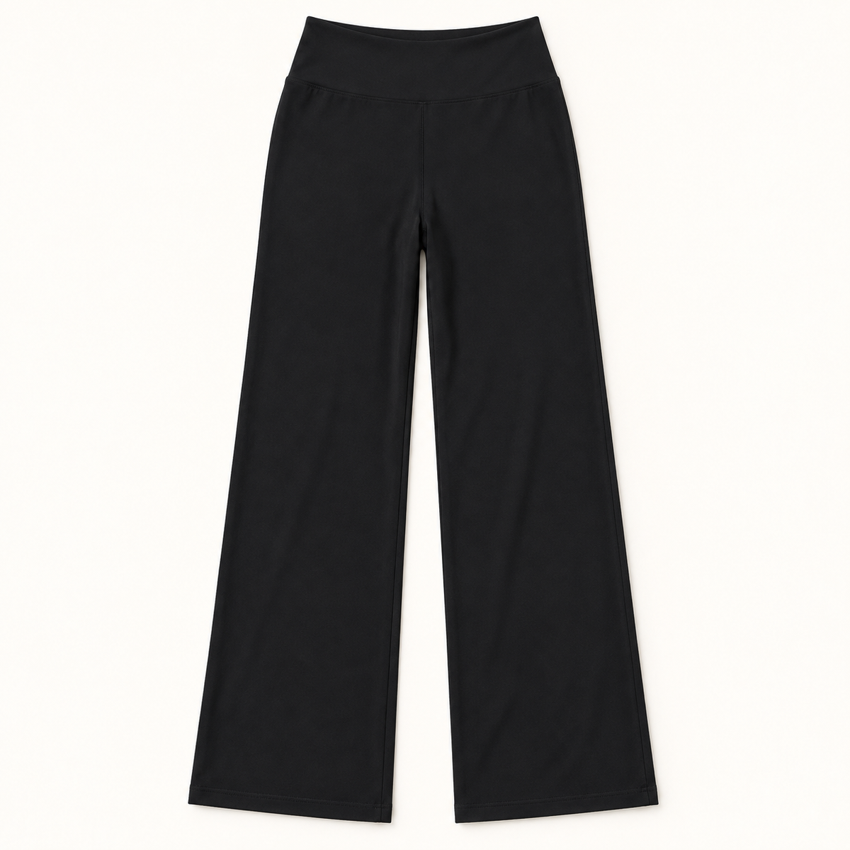 Black high-rise wide-leg stretch pants