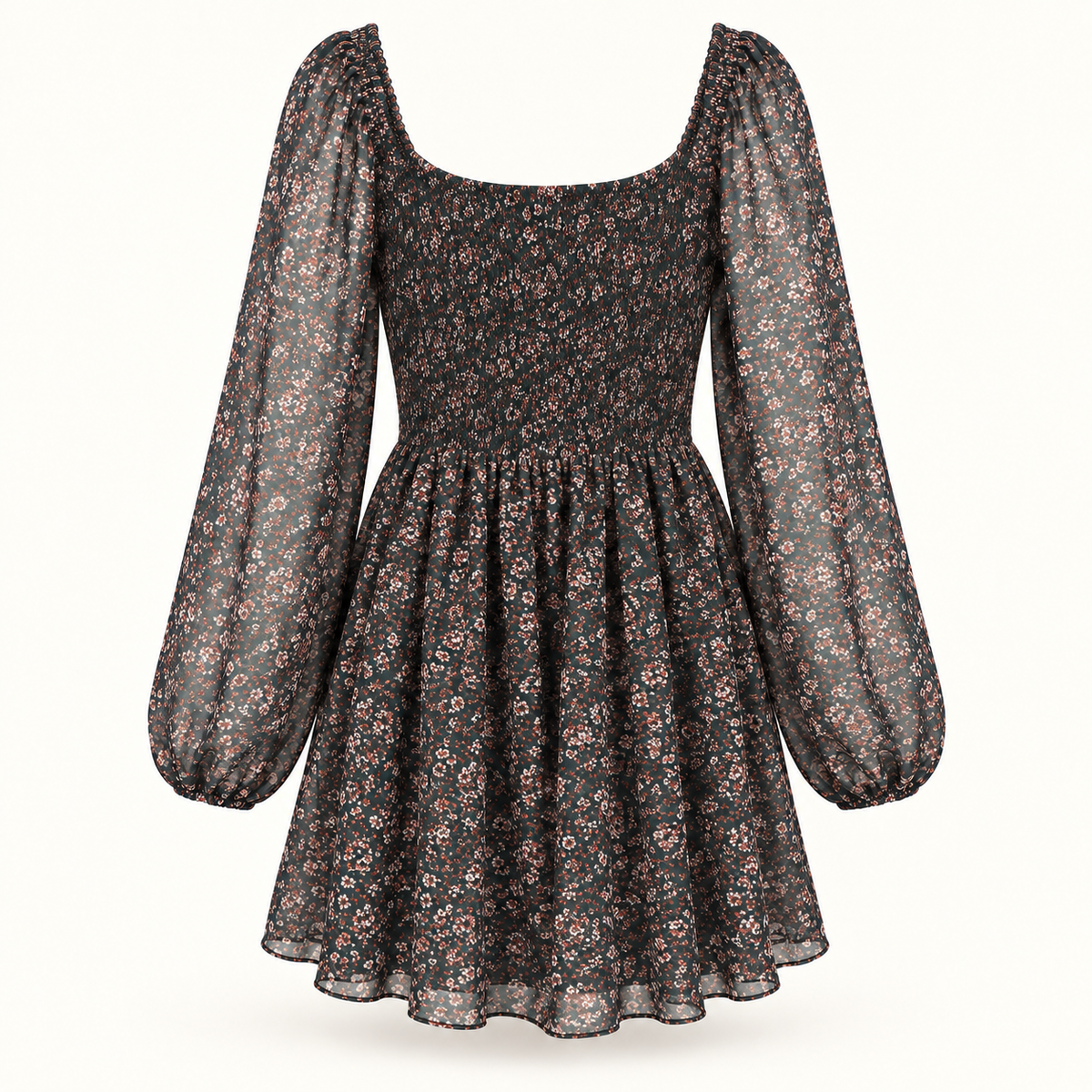 April dark floral dress back view