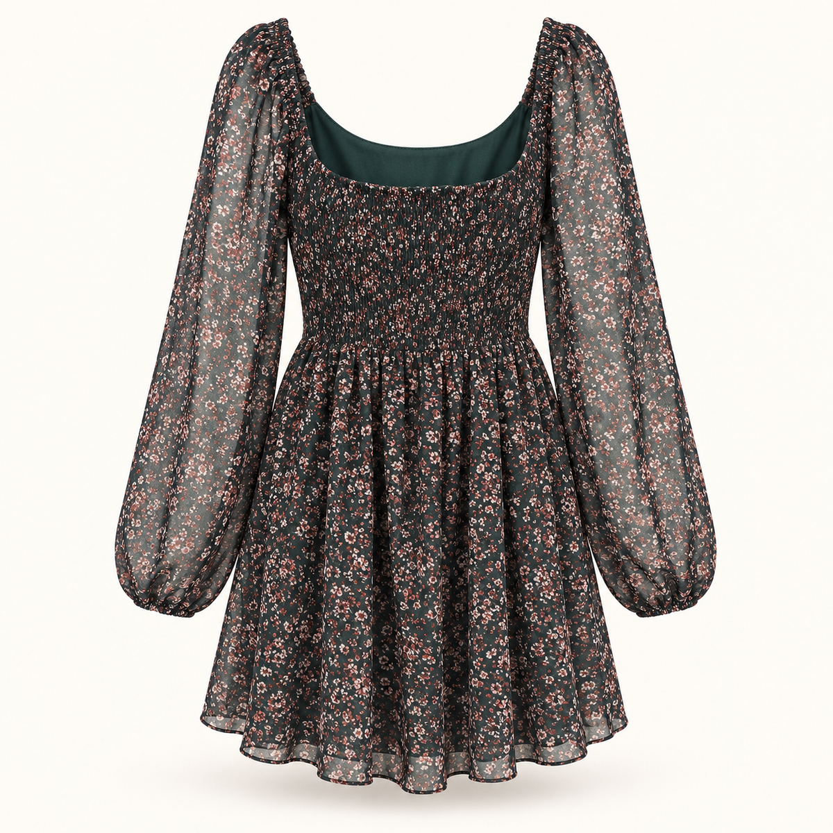 April dark floral dress front view