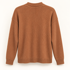 Autumn rust open-front knit cardigan back view