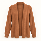 Autumn rust open-front knit cardigan front view