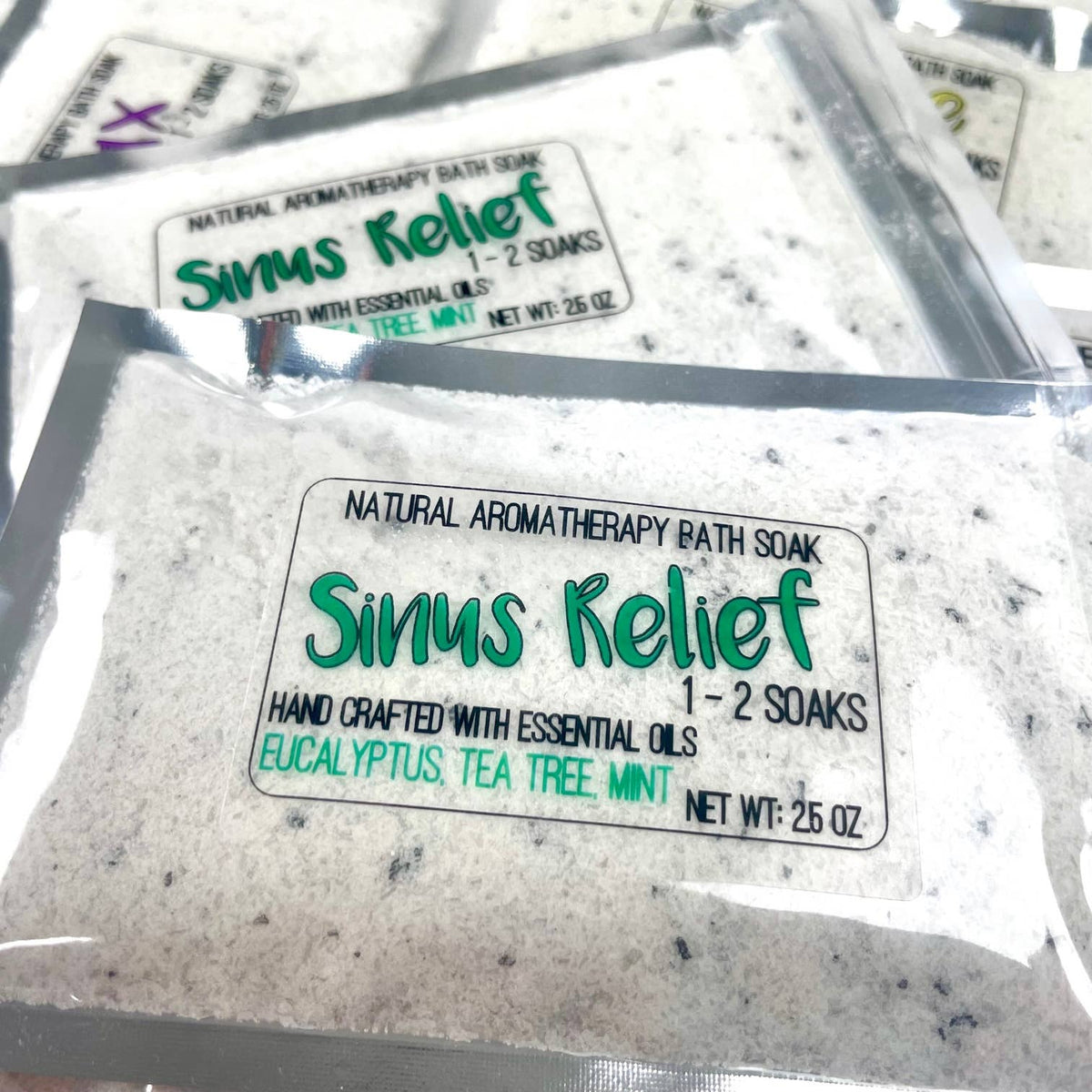 Natural Bath Salt Soak Sinus Relief Eucalyptus Mint Tea Tree