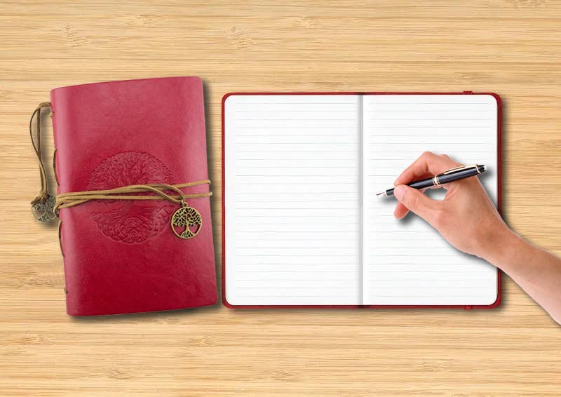Leatherette Journal - Tree of Life - Red