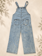 Blue Denim Overalls distressed acid-wash back view