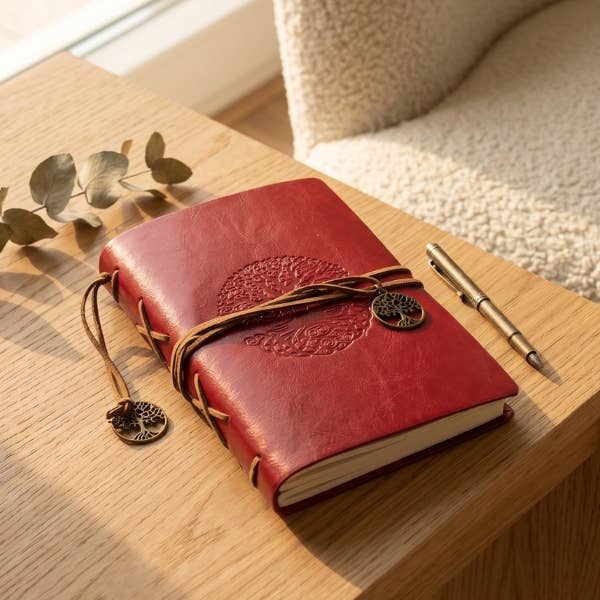 Leatherette Journal - Tree of Life - Red