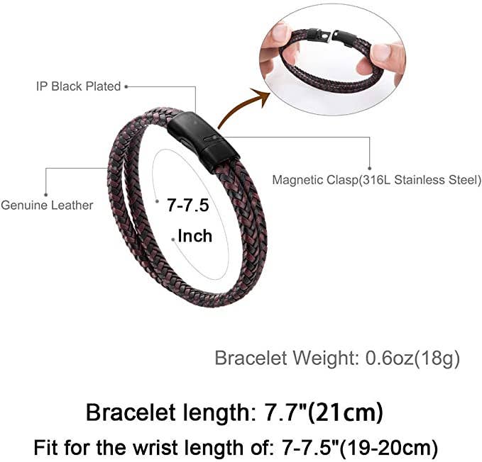 Leather Braided, Brown and Black Leather Bracelet for Men