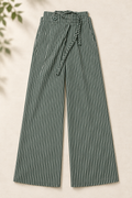 Darcy green and ivory striped wide-leg pants full front view
