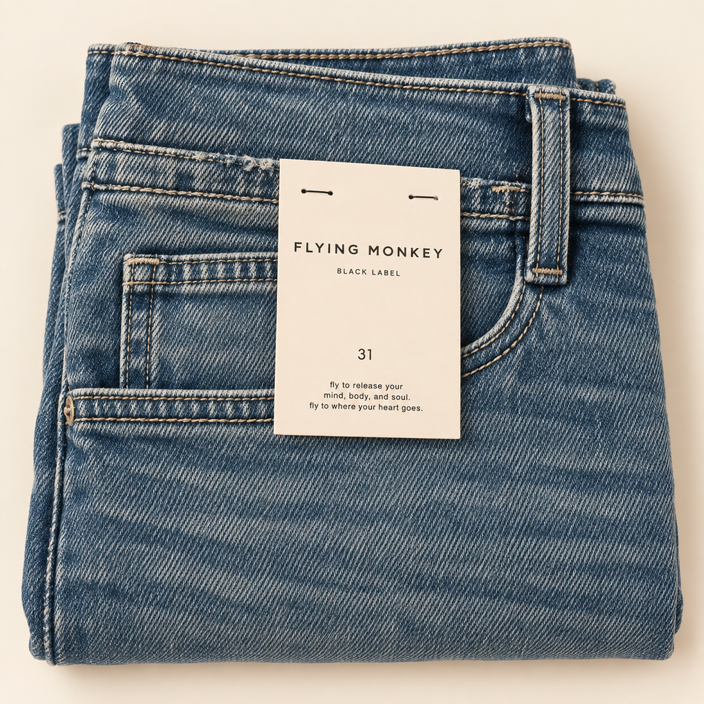 Flying Monkey Black Label F5391 medium-wash jeans folded product photo