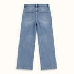 F5391 medium-light wash wide-leg jeans professional full back view