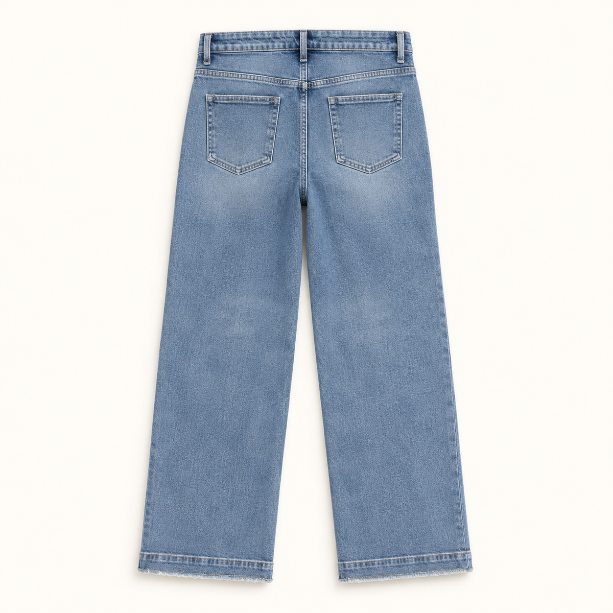 F5391 medium-light wash wide-leg jeans professional full back view