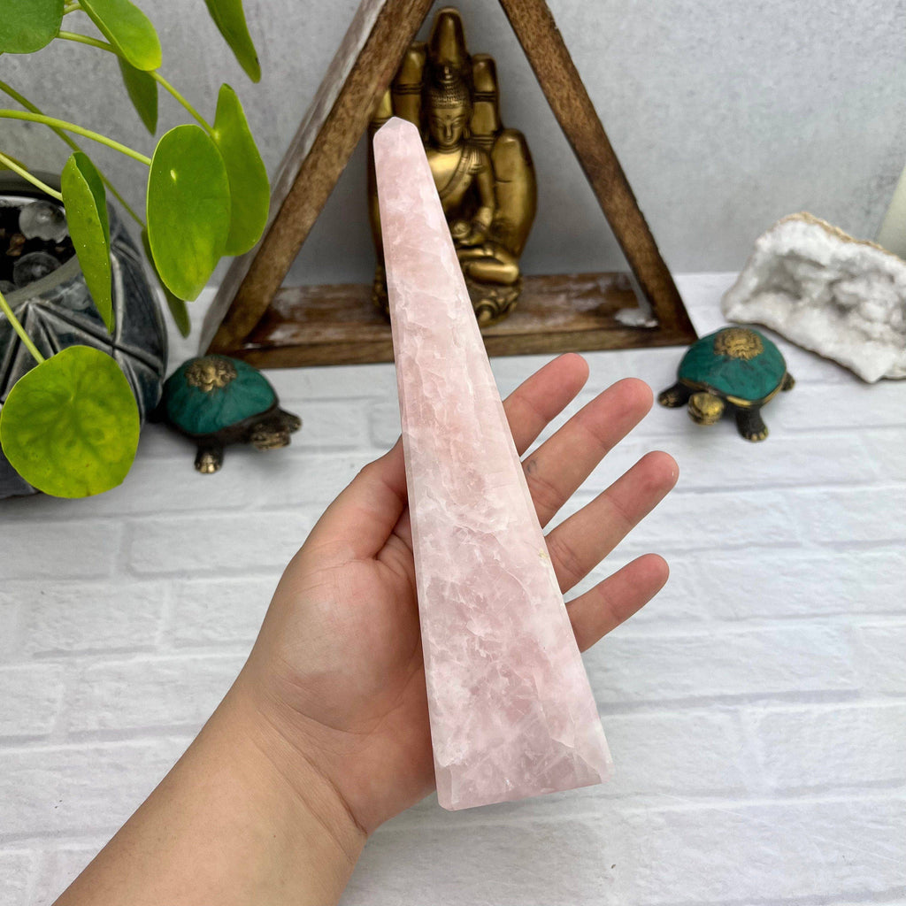 Polished Rose Quartz Obelisk Tower - product photo