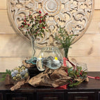 Glass Bowl on Wood Base/Succulent Dish