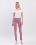 Haylie wistful mauve high-rise ankle skinny jeans front view