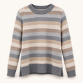 Hazel neutral striped knit sweater in gray, taupe, beige, and ivory