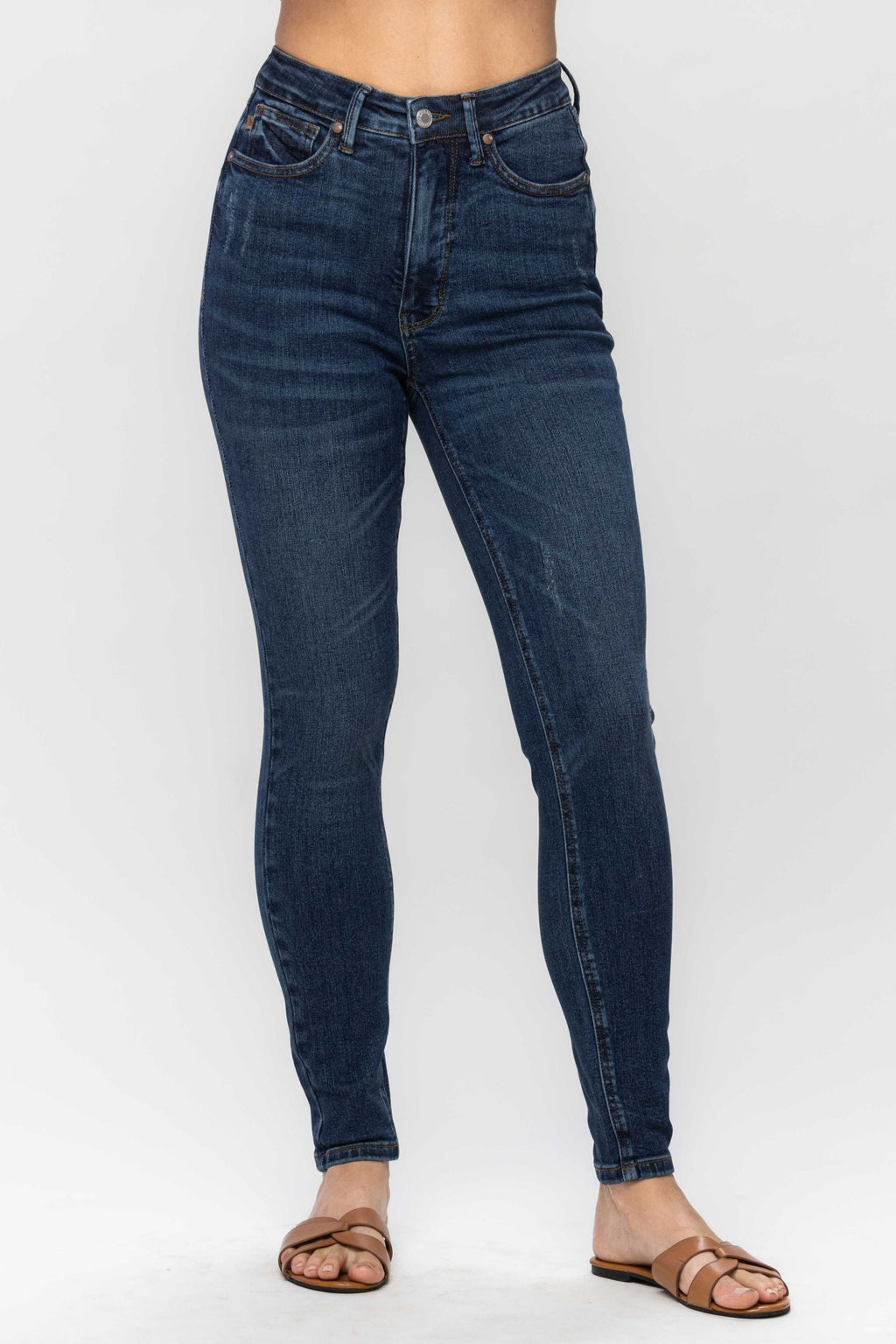 Judy Blue dark-wash high-rise tummy-control skinny jeans alternate view