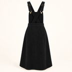 Lunar black corduroy bib skirt, back view