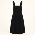 Lunar black corduroy bib skirt, front view