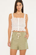 KanCan Maddox khaki paperbag shorts