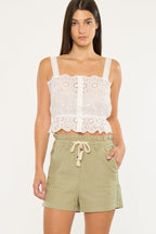KanCan Maddox khaki paperbag shorts