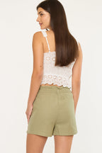 KanCan Maddox khaki paperbag shorts