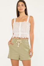 KanCan Maddox khaki paperbag shorts