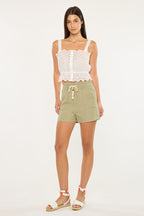 KanCan Maddox khaki paperbag shorts