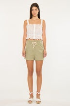 KanCan Maddox khaki paperbag shorts