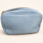 Maisie crossbody bag in Blue, front view with pebble-textured finish and gold-tone zipper