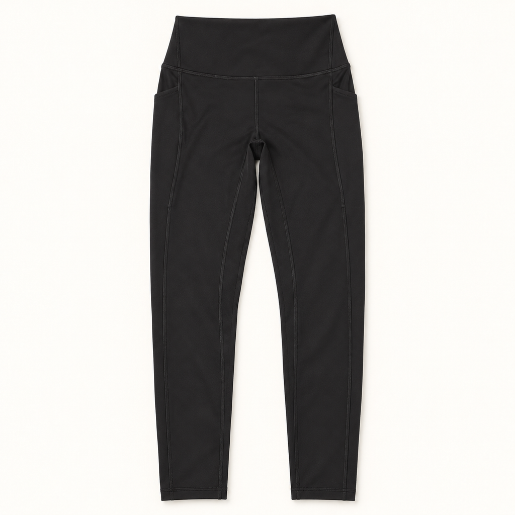 Black high-rise pocket leggings, style P6232