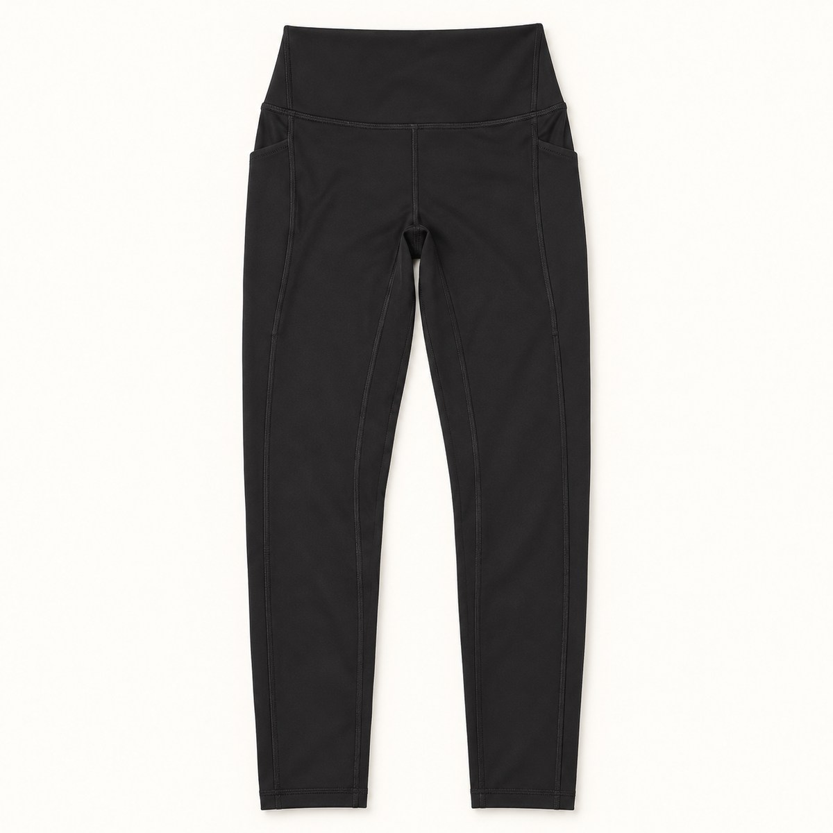 Black high-rise pocket leggings, style P6232