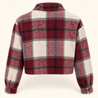 Roux cropped flannel jacket in red plaid back view