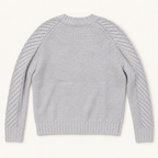 Sparrow pale gray cable knit sweater back view