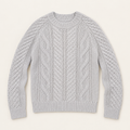 Sparrow pale gray cable knit sweater front view