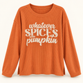 Spice burnt orange ribbed whatever spices your pumpkin long sleeve top front view