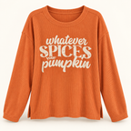 Spice burnt orange ribbed whatever spices your pumpkin long sleeve top front view