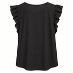 Stella black flutter-sleeve top back view