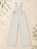 White Striped Bibs ivory pinstripe overalls front view
