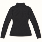 Black fitted athletic jacket, style WT16, back view