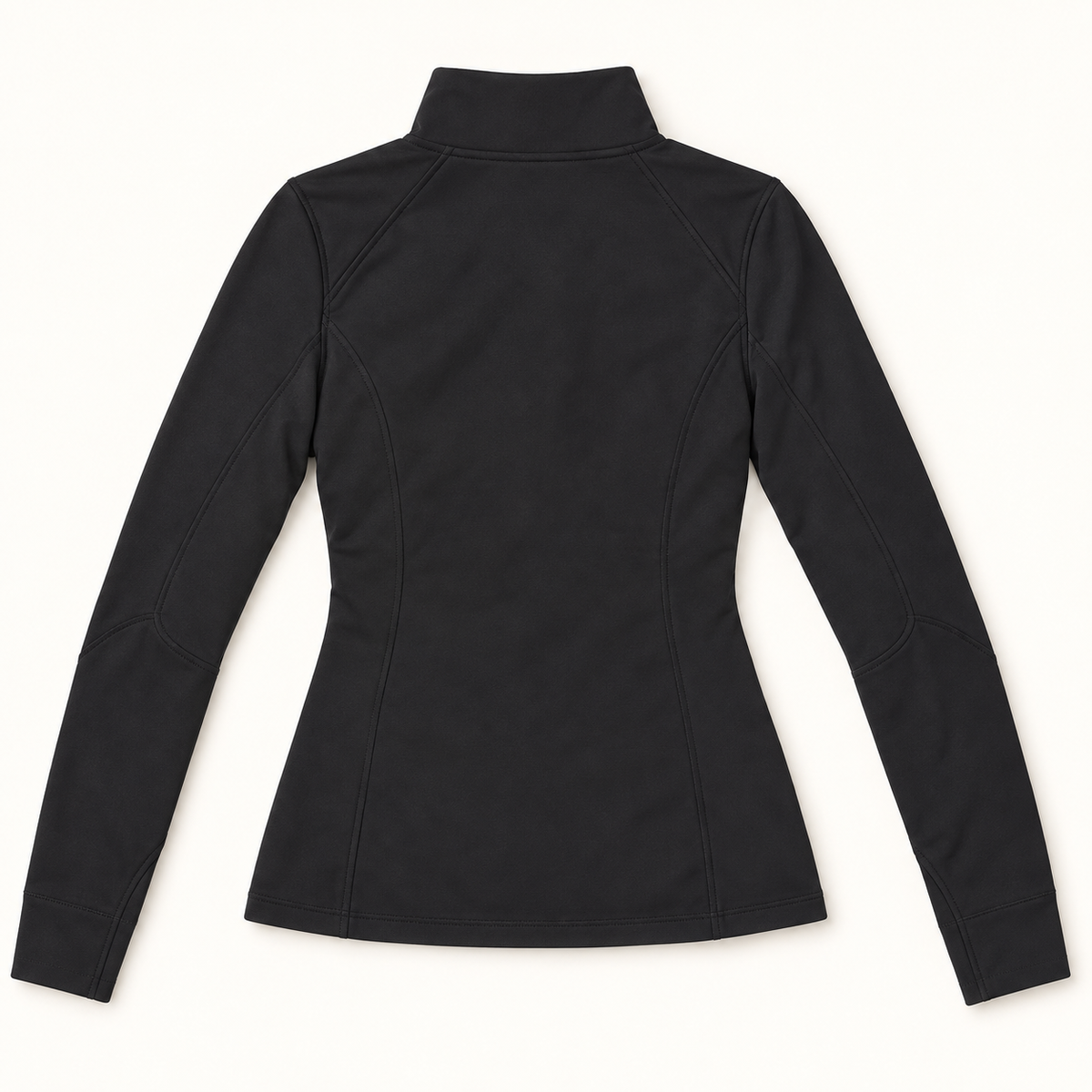 Black fitted athletic jacket, style WT16, back view